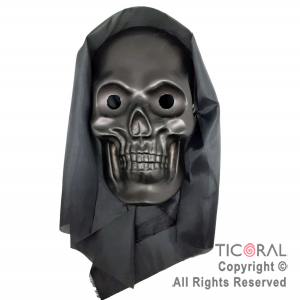 MASCARA CALAVERA TOTAL BLACK CON CAPUCHA x 1